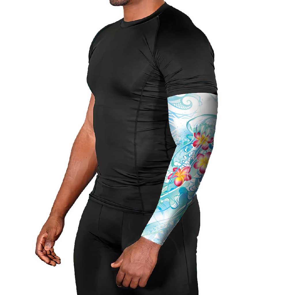 Sea Blue Polynesian Jellyfish Arm Sleeves Watercolor Glows - Polynesian Pride