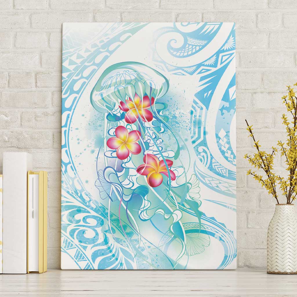 Sea Blue Polynesian Jellyfish Canvas Wall Art Watercolor Glows - Polynesian Pride