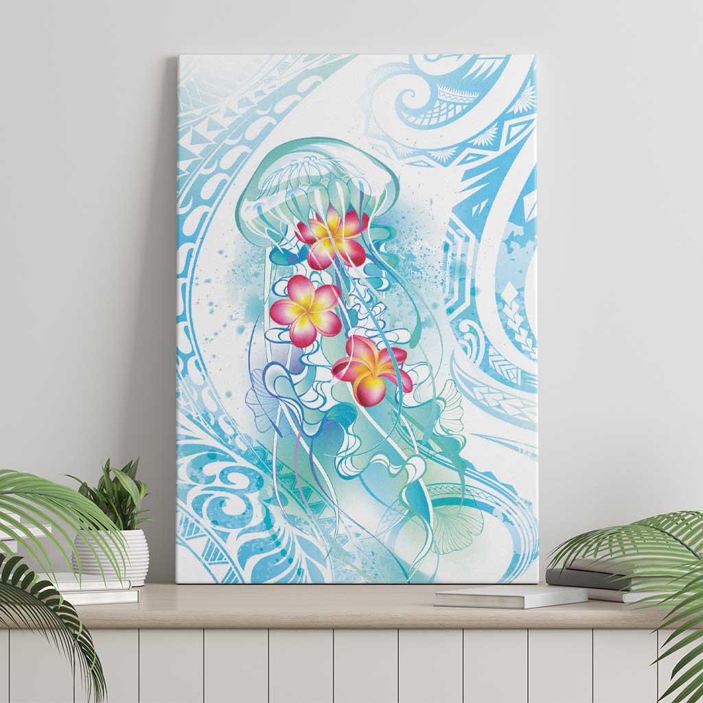 Sea Blue Polynesian Jellyfish Canvas Wall Art Watercolor Glows LT7 - Polynesian Pride