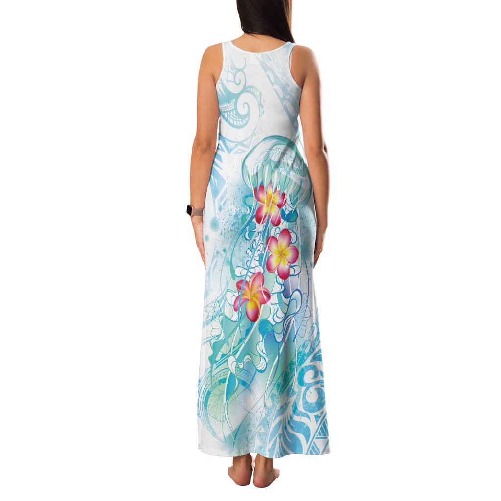 Sea Blue Polynesian Jellyfish Family Matching Tank Maxi Dress and Hawaiian Shirt Watercolor Glows LT7 - Polynesian Pride