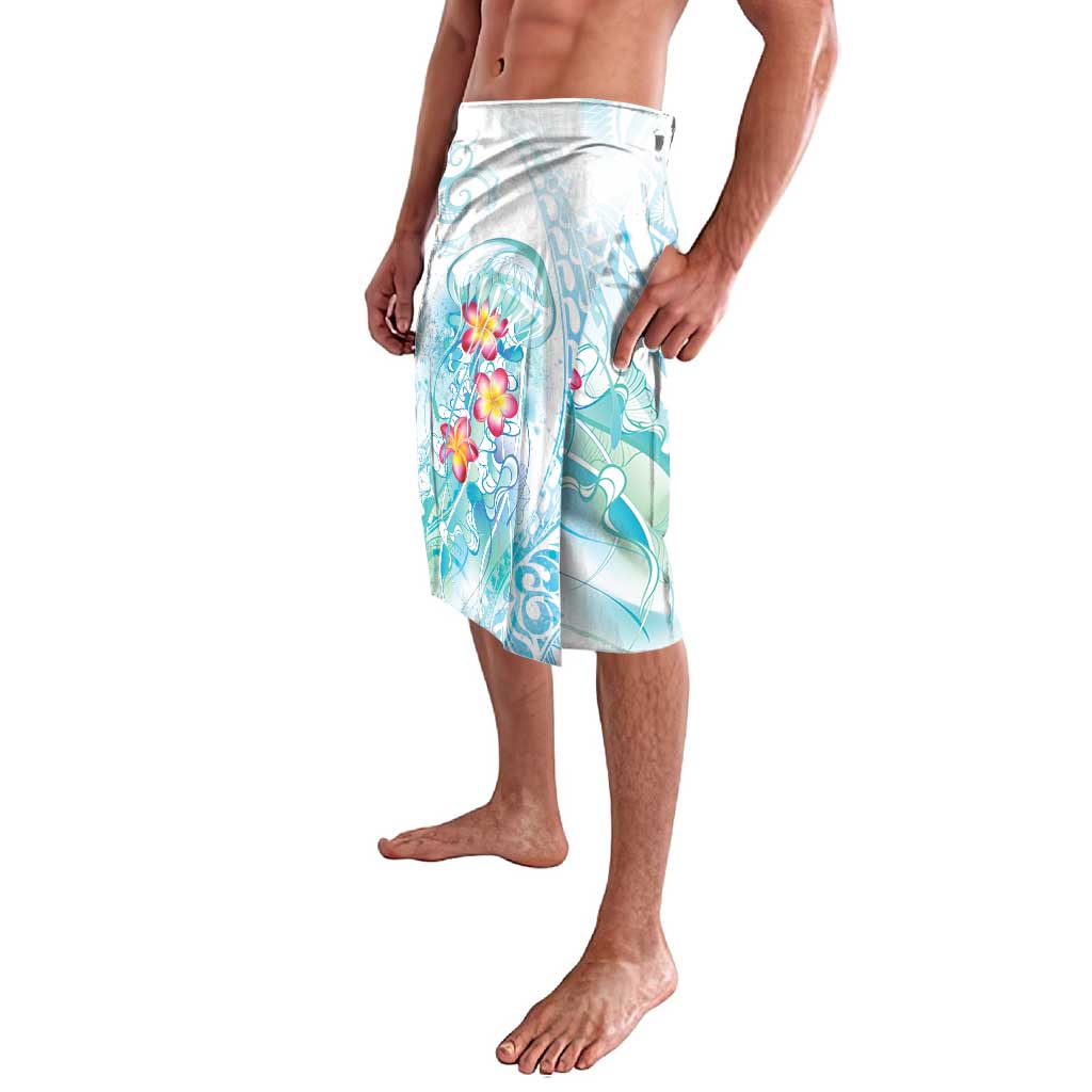 Sea Blue Polynesian Jellyfish Lavalava Watercolor Glows - Polynesian Pride