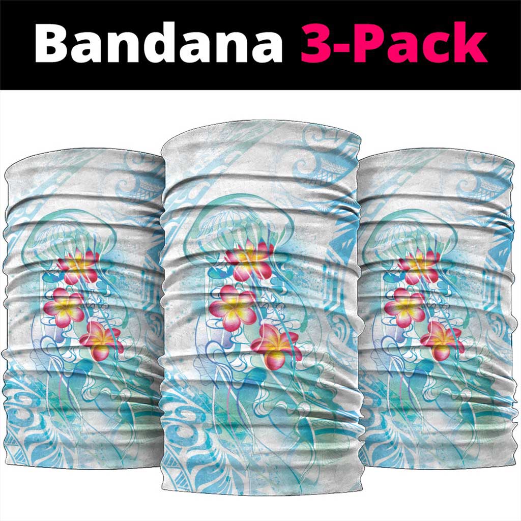 Sea Blue Polynesian Jellyfish Neck Gaiter Watercolor Glows LT7 package One Size: 25*50cm Light Blue - Polynesian Pride