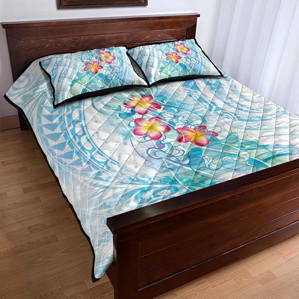 Sea Blue Polynesian Jellyfish Quilt Bed Set Watercolor Glows LT7 - Polynesian Pride