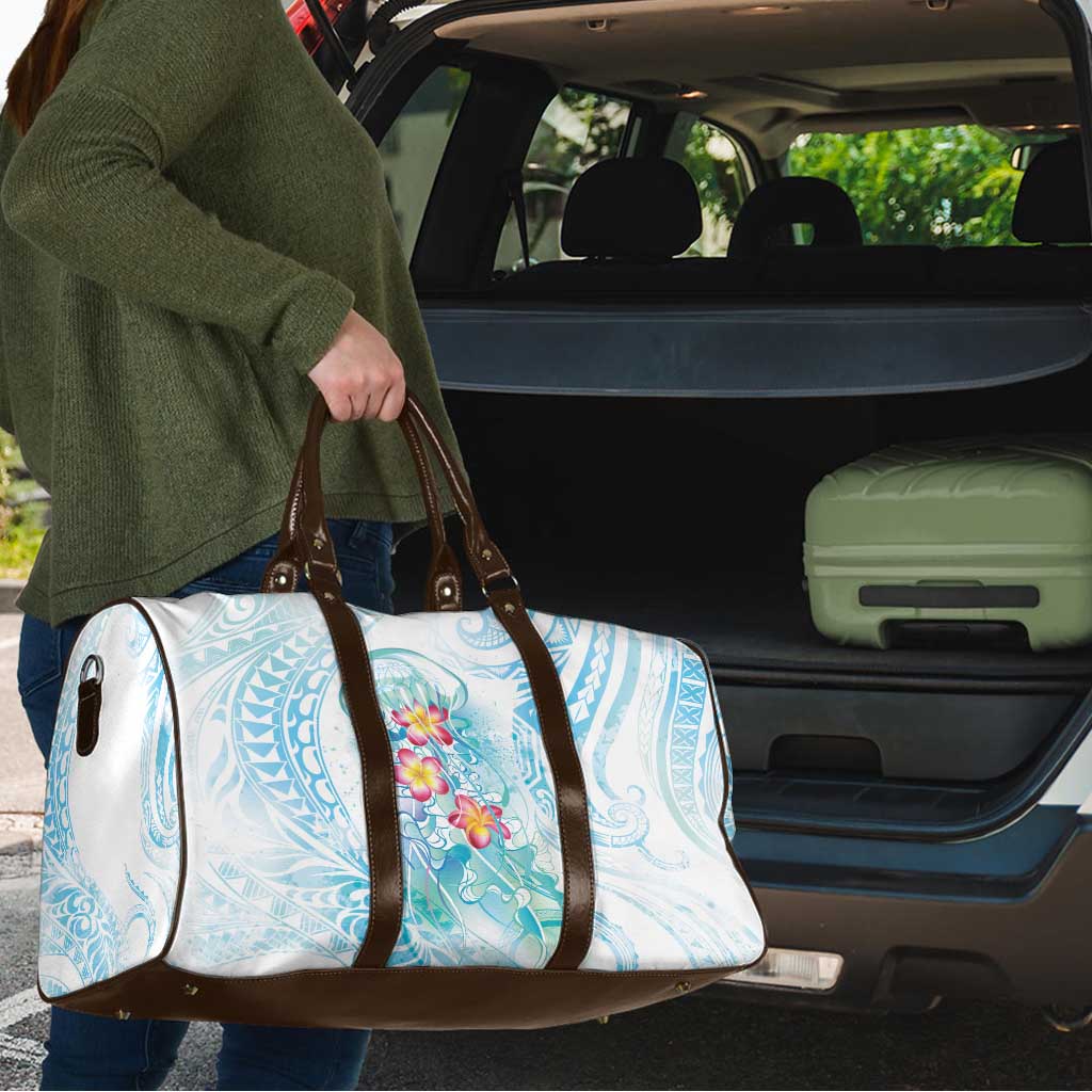 Sea Blue Polynesian Jellyfish Travel Bag Watercolor Glows - Polynesian Pride