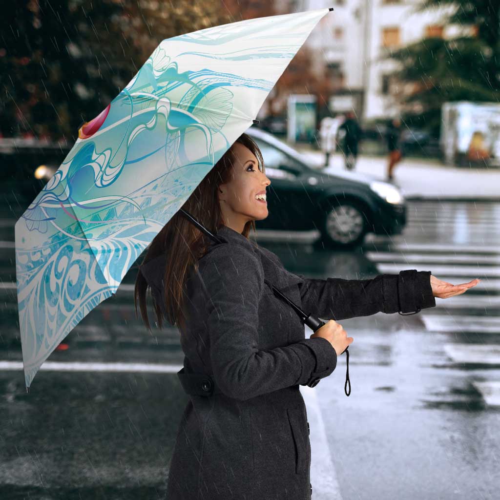 Sea Blue Polynesian Jellyfish Umbrella Watercolor Glows - Polynesian Pride