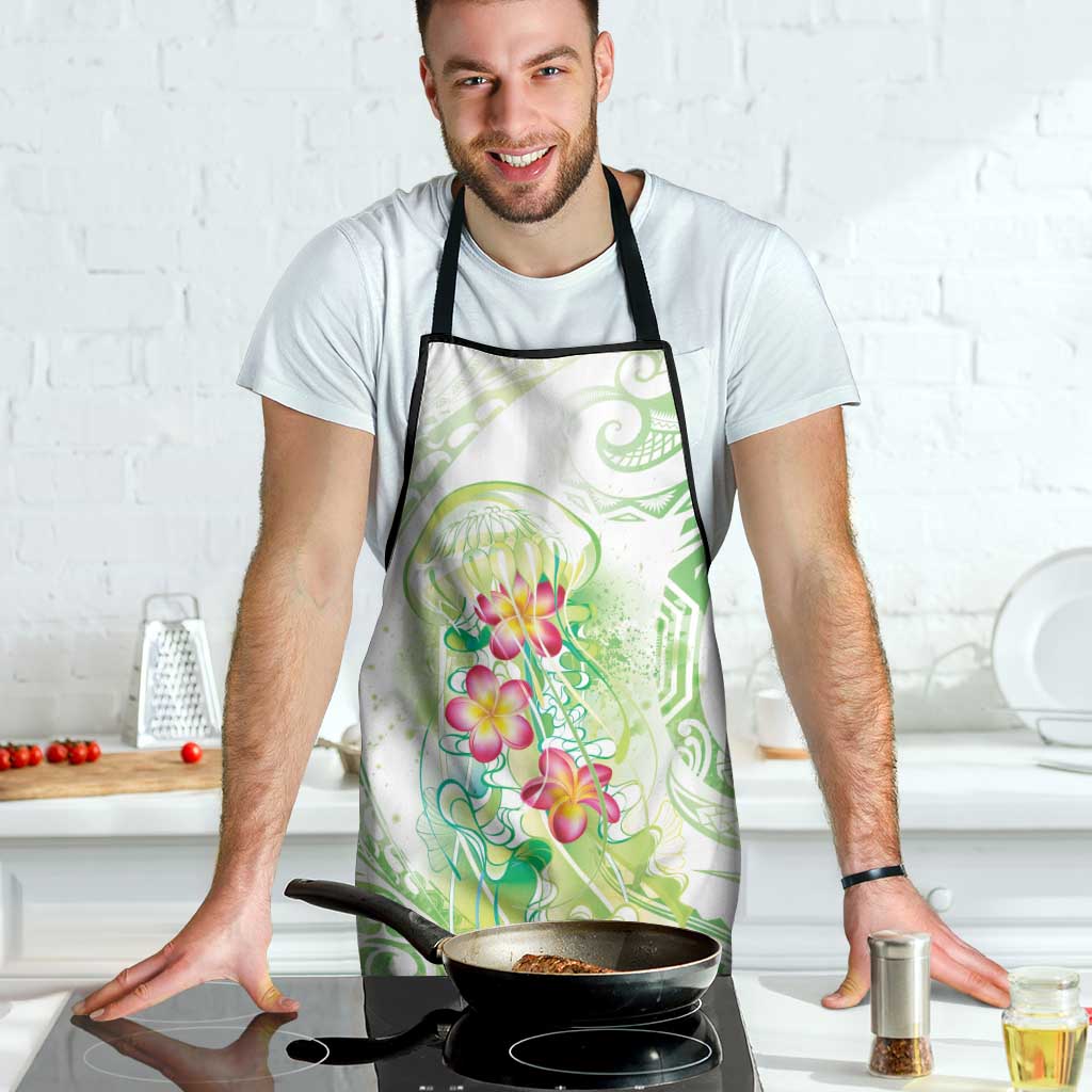 Summer Green Polynesian Jellyfish Apron Watercolor Glows - Polynesian Pride