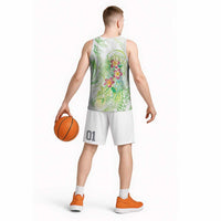 Summer Green Polynesian Jellyfish Basketball Jersey Watercolor Glows - Polynesian Pride