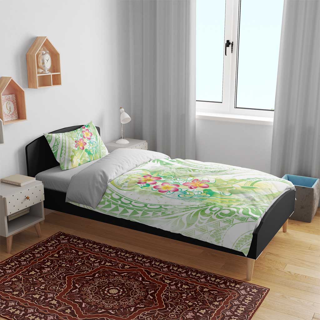 Summer Green Polynesian Jellyfish Bedding Set Watercolor Glows - Polynesian Pride