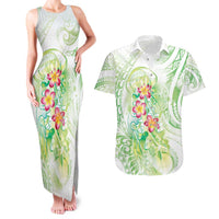 Summer Green Polynesian Jellyfish Couples Matching Tank Maxi Dress and Hawaiian Shirt Watercolor Glows LT7 Light Green - Polynesian Pride