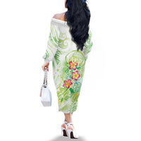 Summer Green Polynesian Jellyfish Family Matching Off The Shoulder Long Sleeve Dress and Hawaiian Shirt Watercolor Glows LT7 - Polynesian Pride