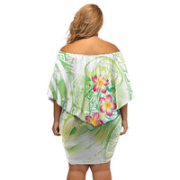 Summer Green Polynesian Jellyfish Family Matching Off Shoulder Short Dress and Hawaiian Shirt Watercolor Glows LT7 - Polynesian Pride