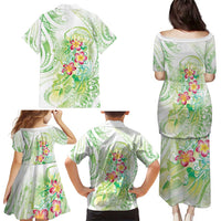 Summer Green Polynesian Jellyfish Family Matching Puletasi and Hawaiian Shirt Watercolor Glows LT7 - Polynesian Pride