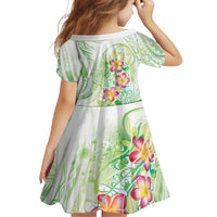 Summer Green Polynesian Jellyfish Family Matching Short Sleeve Bodycon Dress and Hawaiian Shirt Watercolor Glows LT7 - Polynesian Pride