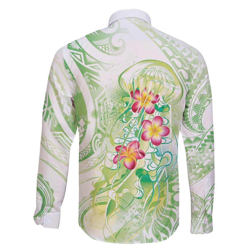 Summer Green Polynesian Jellyfish Family Matching Summer Maxi Dress and Hawaiian Shirt Watercolor Glows LT7 - Polynesian Pride