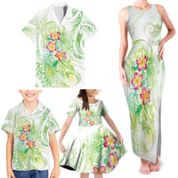 Summer Green Polynesian Jellyfish Family Matching Tank Maxi Dress and Hawaiian Shirt Watercolor Glows LT7 - Polynesian Pride