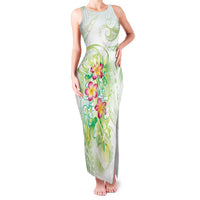 Summer Green Polynesian Jellyfish Family Matching Tank Maxi Dress and Hawaiian Shirt Watercolor Glows LT7 Mom's Dress Light Green - Polynesian Pride