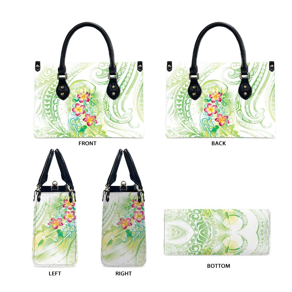 Summer Green Polynesian Jellyfish Leather Bag Watercolor Glows - Polynesian Pride