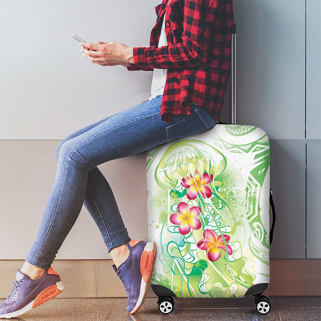 Summer Green Polynesian Jellyfish Luggage Cover Watercolor Glows - Polynesian Pride