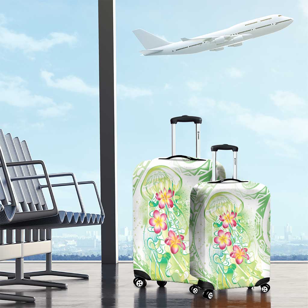 Summer Green Polynesian Jellyfish Luggage Cover Watercolor Glows - Polynesian Pride