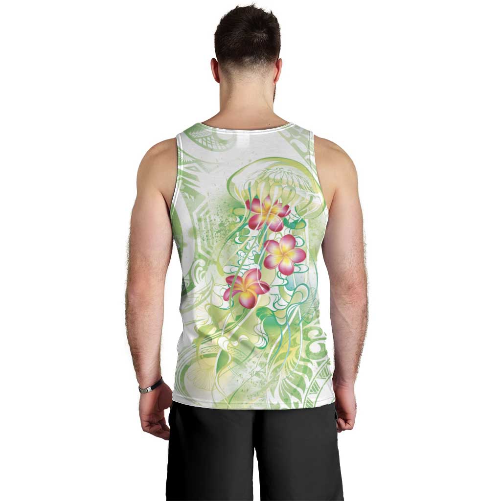 Summer Green Polynesian Jellyfish Men Tank Top Watercolor Glows - Polynesian Pride
