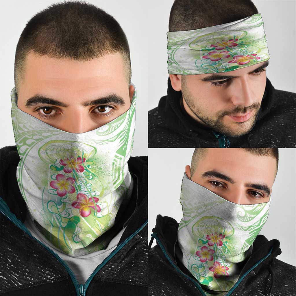 Summer Green Polynesian Jellyfish Neck Gaiter Watercolor Glows - Polynesian Pride