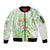 Summer Green Polynesian Jellyfish Sleeve Zip Bomber Jacket Watercolor Glows - Polynesian Pride