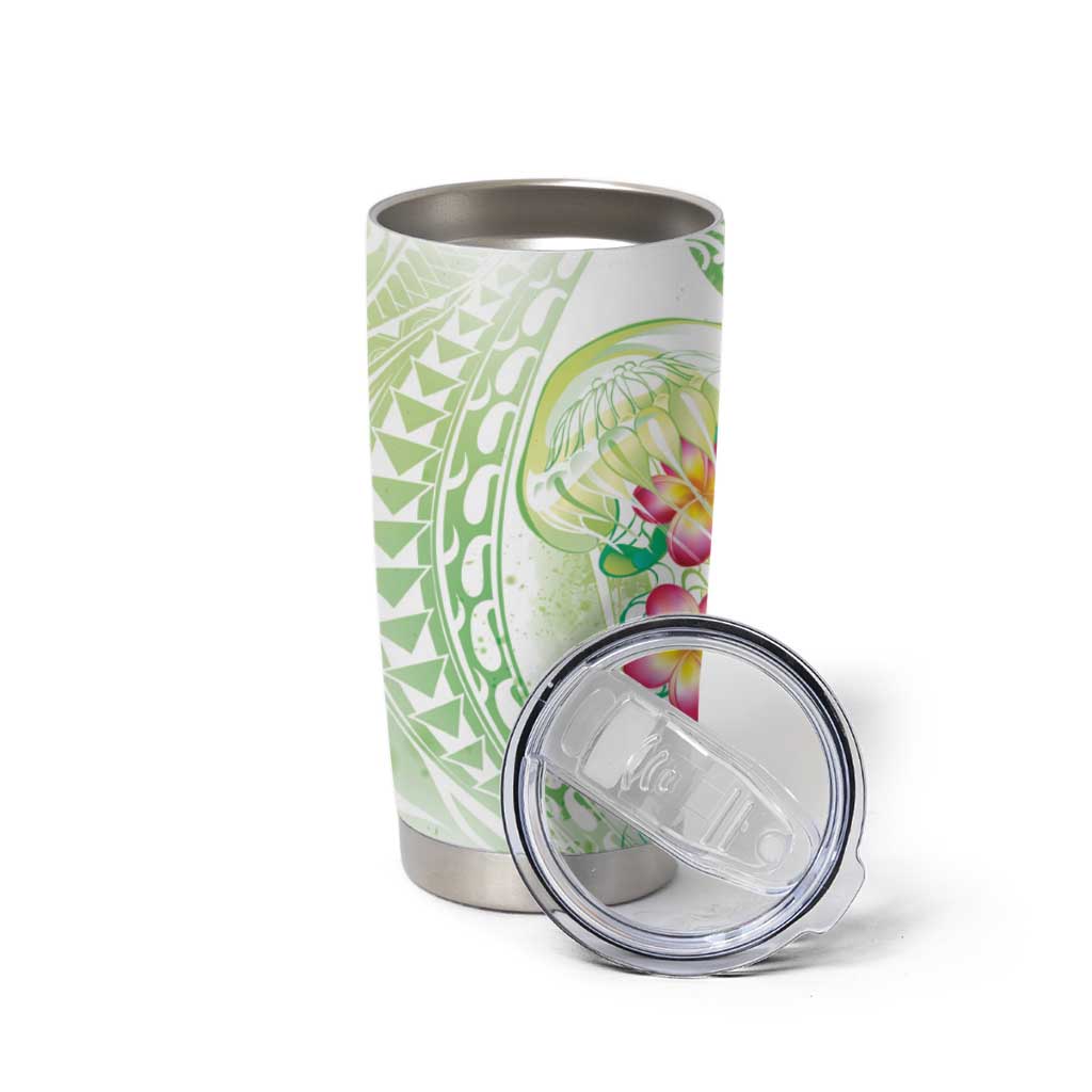 Summer Green Polynesian Jellyfish Tumbler Cup Watercolor Glows - Polynesian Pride
