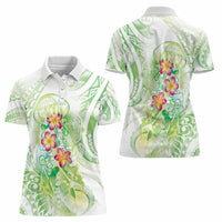 Summer Green Polynesian Jellyfish Women Polo Shirt Watercolor Glows - Polynesian Pride