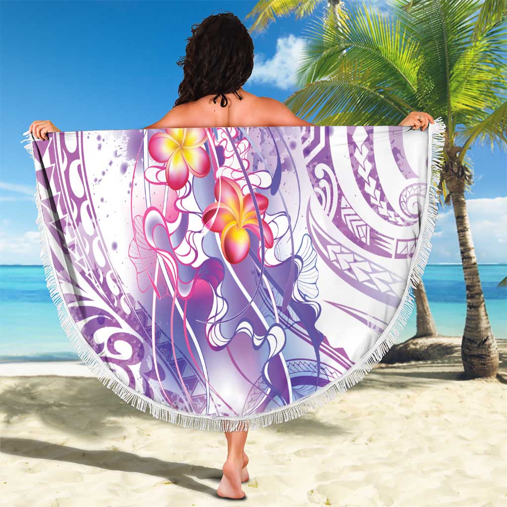 Lavender Polynesian Jellyfish Beach Blanket Watercolor Glows - Polynesian Pride