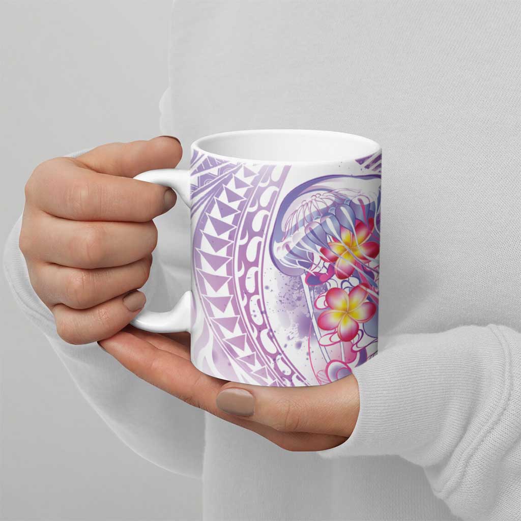 Lavender Polynesian Jellyfish Ceramic Mug Watercolor Glows - Polynesian Pride