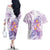 Lavender Polynesian Jellyfish Couples Matching Off The Shoulder Long Sleeve Dress and Hawaiian Shirt Watercolor Glows - Polynesian Pride