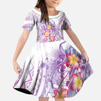 Lavender Polynesian Jellyfish Family Matching Long Sleeve Bodycon Dress and Hawaiian Shirt Watercolor Glows LT7 Daughter's Dress Lavender - Polynesian Pride