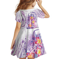 Lavender Polynesian Jellyfish Family Matching Long Sleeve Bodycon Dress and Hawaiian Shirt Watercolor Glows LT7 - Polynesian Pride