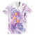 Lavender Polynesian Jellyfish Family Matching Off The Shoulder Long Sleeve Dress and Hawaiian Shirt Watercolor Glows - Polynesian Pride