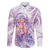 Lavender Polynesian Jellyfish Family Matching Off The Shoulder Long Sleeve Dress and Hawaiian Shirt Watercolor Glows - Polynesian Pride