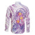 Lavender Polynesian Jellyfish Family Matching Off The Shoulder Long Sleeve Dress and Hawaiian Shirt Watercolor Glows - Polynesian Pride