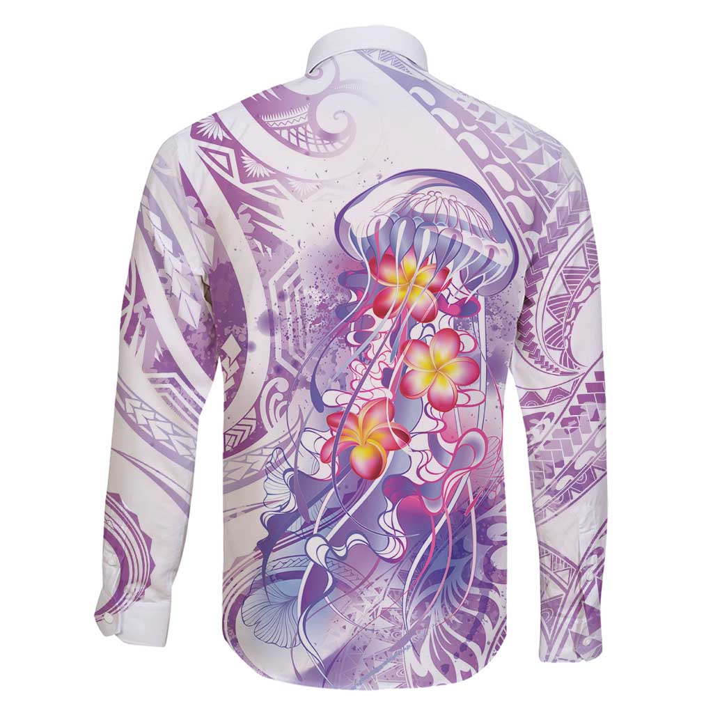 Lavender Polynesian Jellyfish Family Matching Off Shoulder Short Dress and Hawaiian Shirt Watercolor Glows LT7 - Polynesian Pride