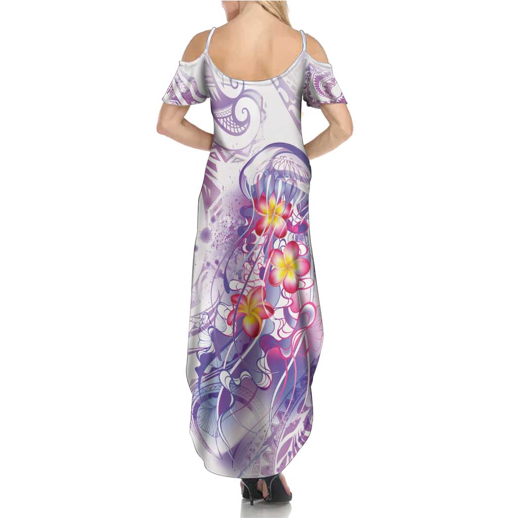 Lavender Polynesian Jellyfish Family Matching Summer Maxi Dress and Hawaiian Shirt Watercolor Glows LT7 - Polynesian Pride