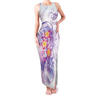 Lavender Polynesian Jellyfish Family Matching Tank Maxi Dress and Hawaiian Shirt Watercolor Glows LT7 Mom's Dress Lavender - Polynesian Pride