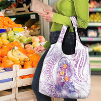 Lavender Polynesian Jellyfish Grocery Bag Watercolor Glows - Polynesian Pride