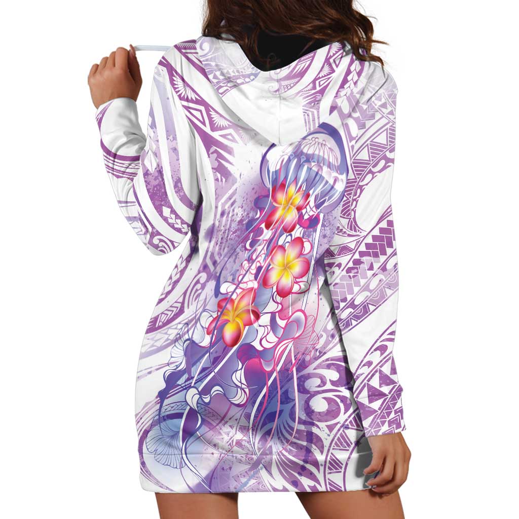 Lavender Polynesian Jellyfish Hoodie Dress Watercolor Glows - Polynesian Pride