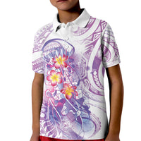 Lavender Polynesian Jellyfish Kid Polo Shirt Watercolor Glows LT7 Kid Lavender - Polynesian Pride