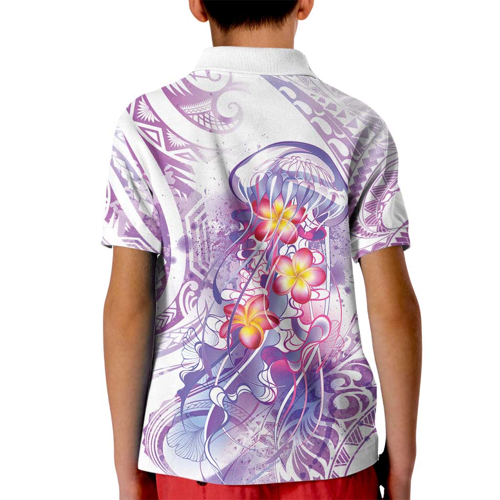 Lavender Polynesian Jellyfish Kid Polo Shirt Watercolor Glows LT7 - Polynesian Pride