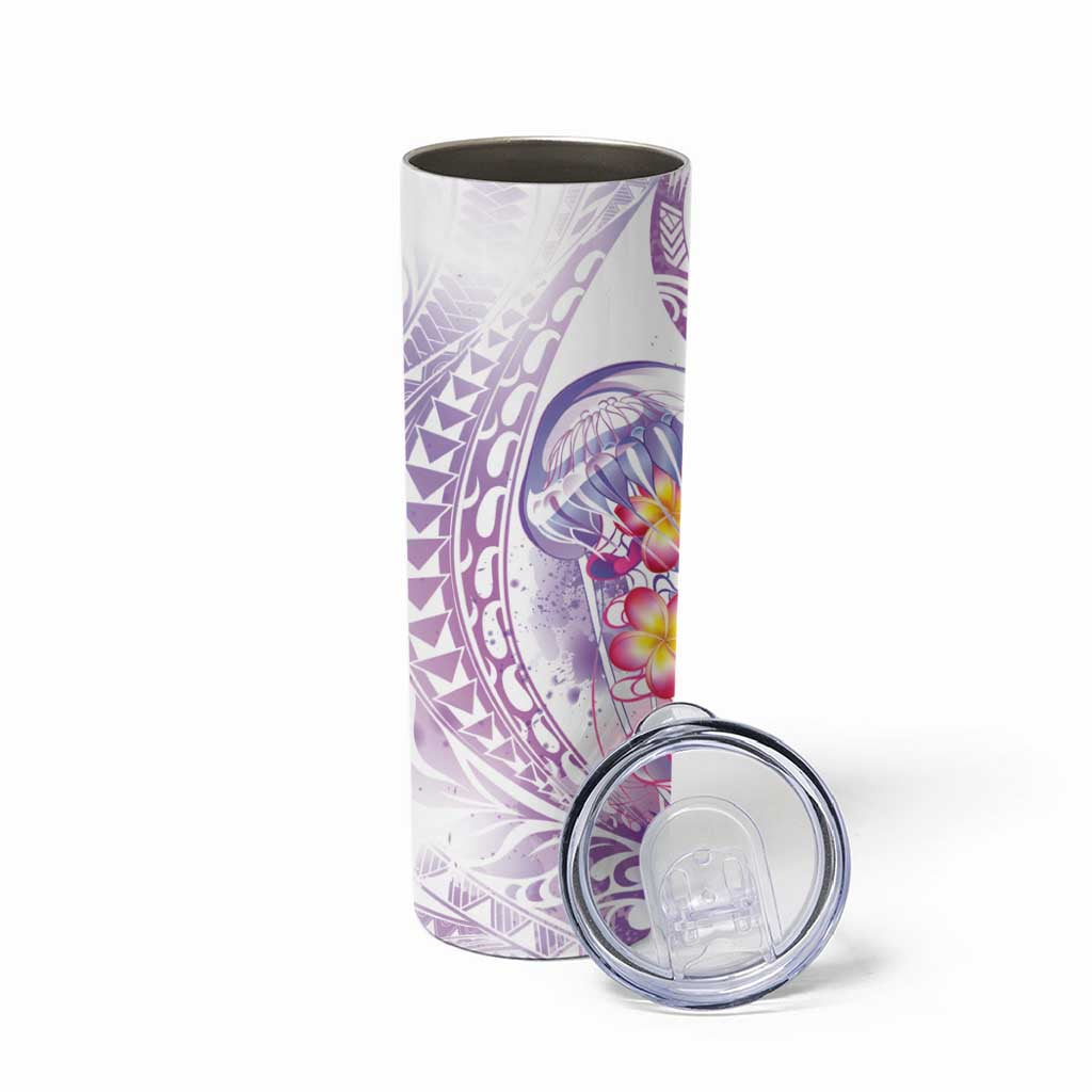 Lavender Polynesian Jellyfish Skinny Tumbler Watercolor Glows - Polynesian Pride
