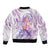 Lavender Polynesian Jellyfish Sleeve Zip Bomber Jacket Watercolor Glows - Polynesian Pride