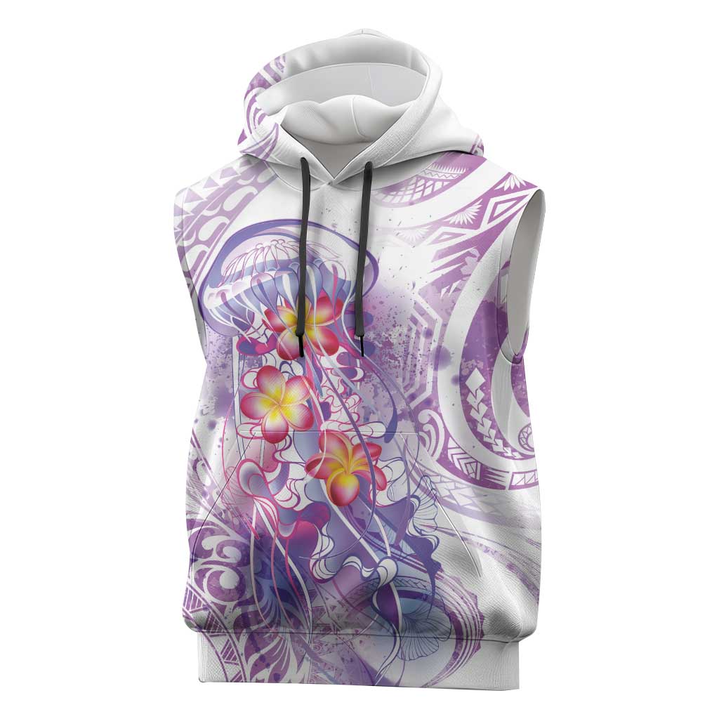 Lavender Polynesian Jellyfish Sleeveless Hoodie Watercolor Glows LT7 Lavender - Polynesian Pride