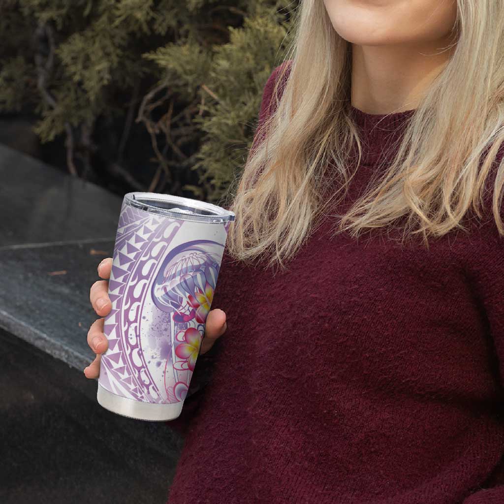 Lavender Polynesian Jellyfish Tumbler Cup Watercolor Glows - Polynesian Pride