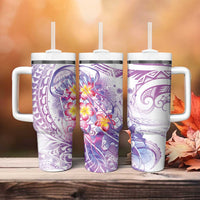 Lavender Polynesian Jellyfish Tumbler With Handle Watercolor Glows LT7 - Polynesian Pride