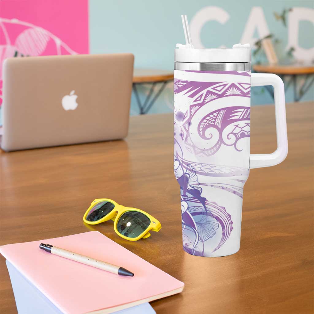 Lavender Polynesian Jellyfish Tumbler With Handle Watercolor Glows LT7 - Polynesian Pride
