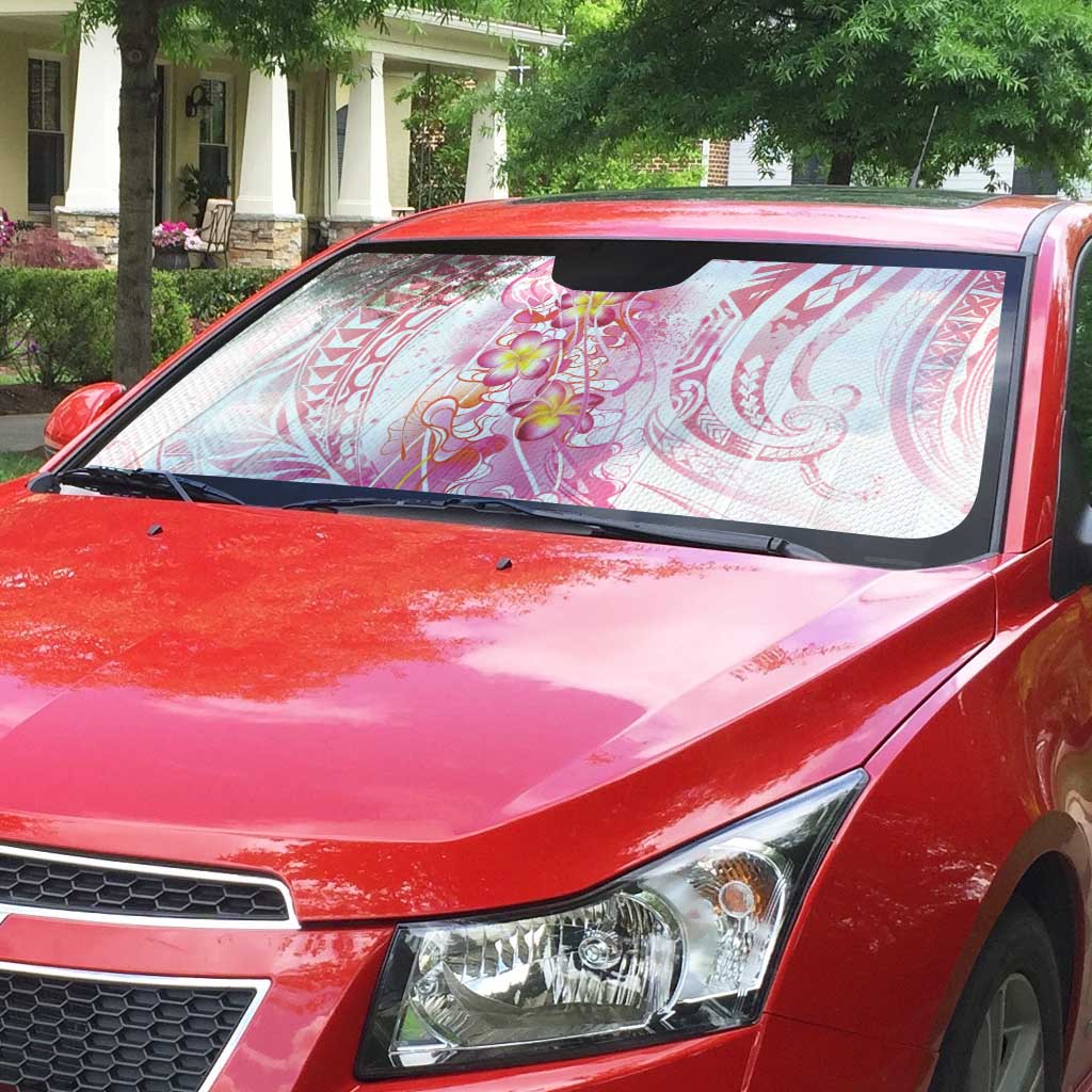 Rose Pink Polynesian Jellyfish Auto Sun Shade Watercolor Glows - Polynesian Pride